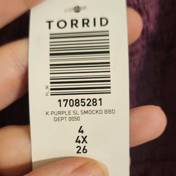 Torrid Knit Babydoll Square Neck Smocked Bodice Tank Purple Size 3XL - Picture 3 of 4